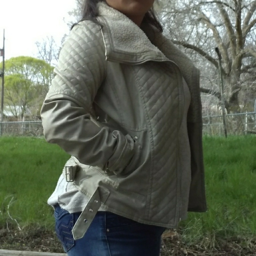 White Leather  jacket